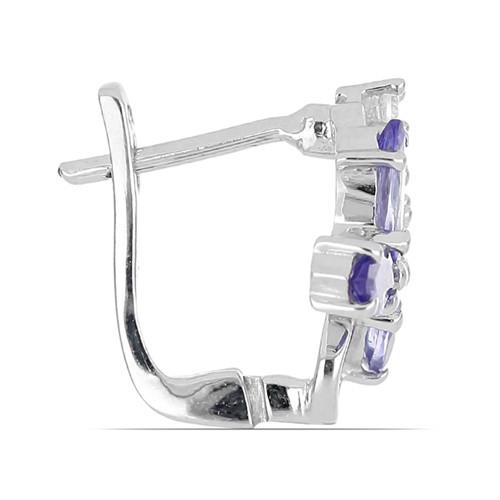 BUY NATURAL TANZANITE GEMSTONE EARRINGS IN 925 STERLING SILVER